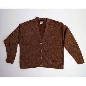 Sparkly 80s vintage pierre cardin cardigan bronze gold brown metallic thread